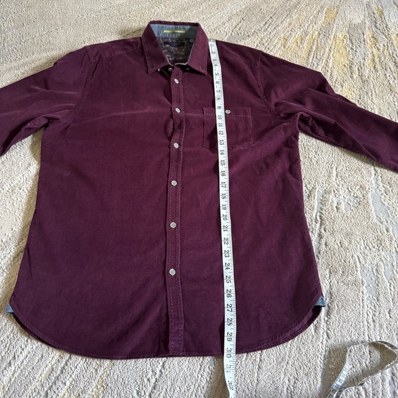 Ted Baker corduroy shirt  Burgandy Maroon Button Down Shirt Size 5 / XL - Picture 5 of 7